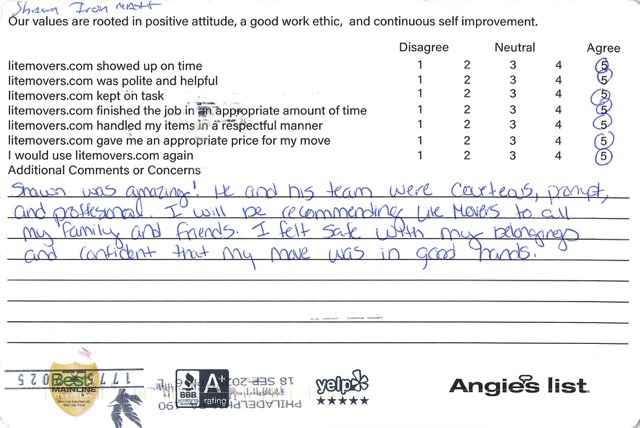 We’re thrilled to share this wonderful review from a recent customer: “Shawn was amazing! He and his team were courteous, prompt, and professional. I will be recommending Litemovers to all my family and friends. I felt safe with my belongings and confident that my move was in good hands.” — Bryn Mawr, PA Customer A huge thank-you to Shawn, Irron, and Matt for delivering exceptional service. We love hearing how dedicated, hardworking, and caring our teams are — and we truly appreciate every customer who takes the time to share their experience. Planning a move soon? 👉 Get your free and easy quote here: https://litemovers.com/moving-estimate.html