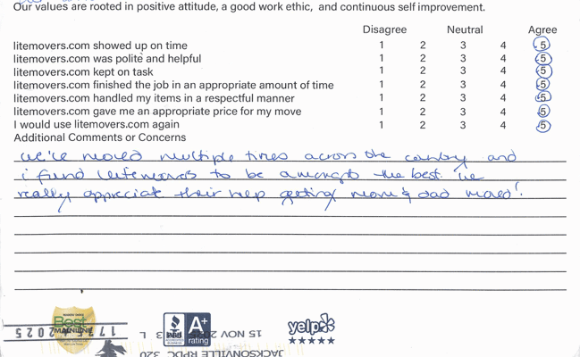 We’re grateful to share this thoughtful review from a customer with extensive moving experience: “We’ve moved multiple times across the country and I find Litemovers to be amongst the best. We really appreciate their help getting my Mom & Dad moved!” — Wayne, PA Customer A big thank-you to Dar, Damian, and Alex for providing dependable, caring service. Helping families through important transitions is something we take great pride in, and we truly appreciate customers who trust us with their most meaningful moves. Planning an upcoming move? 👉 Get your free and easy quote here: https://litemovers.com/moving-estimate.html