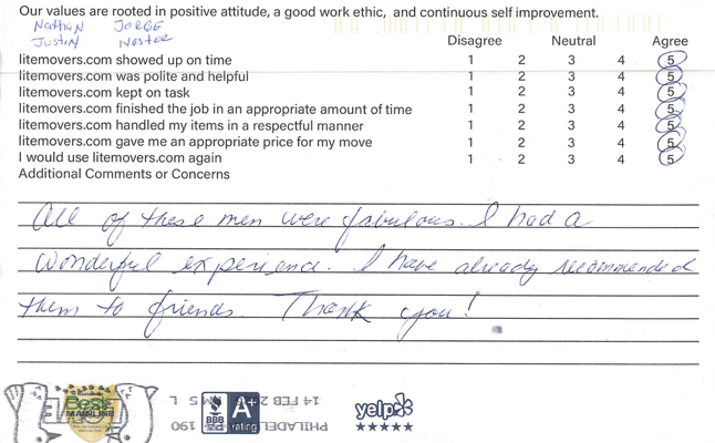 We’re grateful to share this wonderful feedback from a recent move: “All of these men were fabulous. I had a wonderful experience. I have already recommended LiteMovers to friends. Thank you!” — Collegeville, PA Customer A big thank-you to Nathan, Justin, Jorge, and Nestor for delivering such a positive moving experience. We truly appreciate our customers recommending us to friends and family — it means the world to our team. Planning a move soon? 👉 Get your free and easy quote here: https://litemovers.com/moving-estimate.html