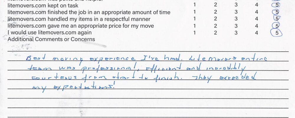 We’re excited to share this incredible feedback from a recent customer: “Best moving experience I’ve had. LiteMovers’ entire team was professional, efficient, and incredibly courteous from start to finish. They exceeded my expectations!” — Phoenixville, PA Customer A huge thank-you to Eric, Ed M., Justin, Nestor, and Jorge for delivering such a high level of service. We’re proud to provide efficient, professional, and courteous moves that truly exceed expectations. Planning a move soon? 👉 Get your free and easy quote here: https://litemovers.com/moving-estimate.html