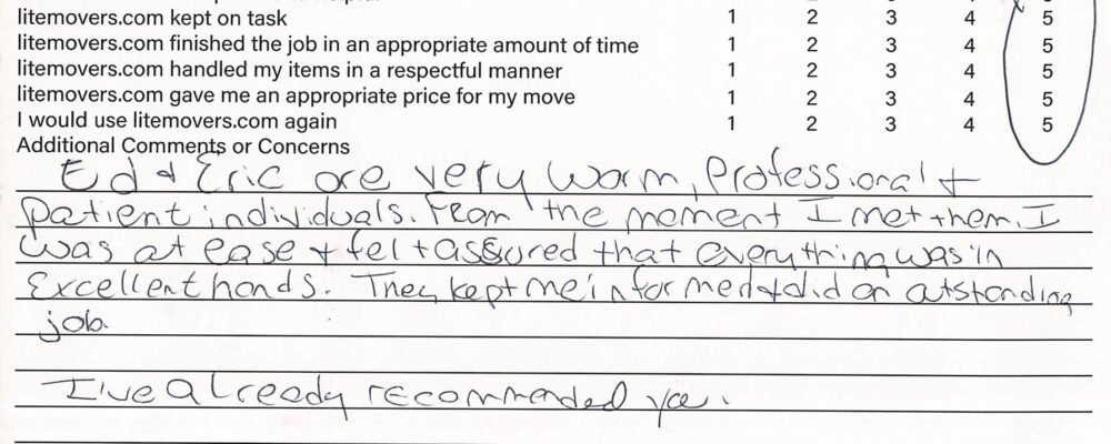 We’re delighted to share this thoughtful review from a recent customer: “Ed and Eric are very warm, professional, and patient individuals. From the moment I met them, I was at ease and felt assured that everything was in excellent hands. They kept me informed and did an outstanding job. I’ve already recommended you to others!” — Blue Bell, PA Customer A sincere thank-you to Ed M. and Eric for providing such a reassuring and professional experience. Helping our customers feel comfortable and confident throughout their move is something we truly take pride in. Planning a move soon? 👉 Get your free and easy quote here: https://litemovers.com/moving-estimate.html