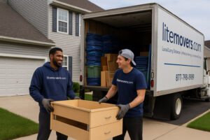 Professional LiteMovers junk removal team hauling items for cleanout service in Chester County