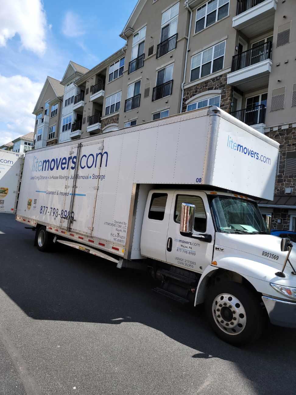 LiteMovers crew loading a residential move on a Narberth, PA borough street