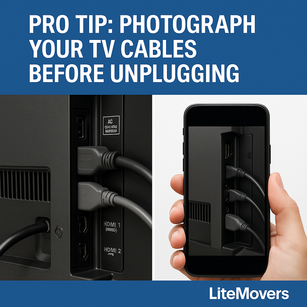 take pictures of your tv and electronics cables before you pack